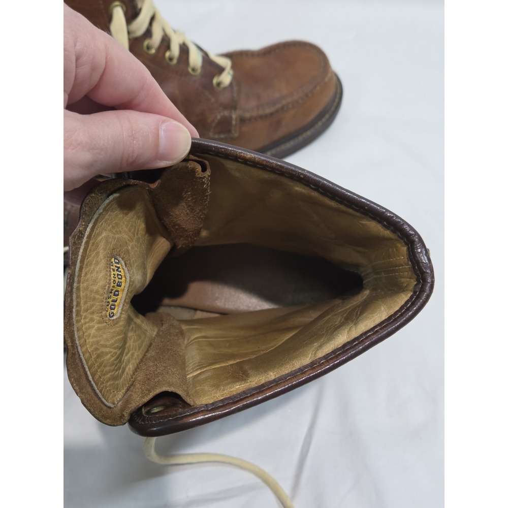 VTG Gold Bond Cushioned Work Boots 10 D Mens Brown Leather Moc Toe Oil Resistant - Picture 7 of 11
